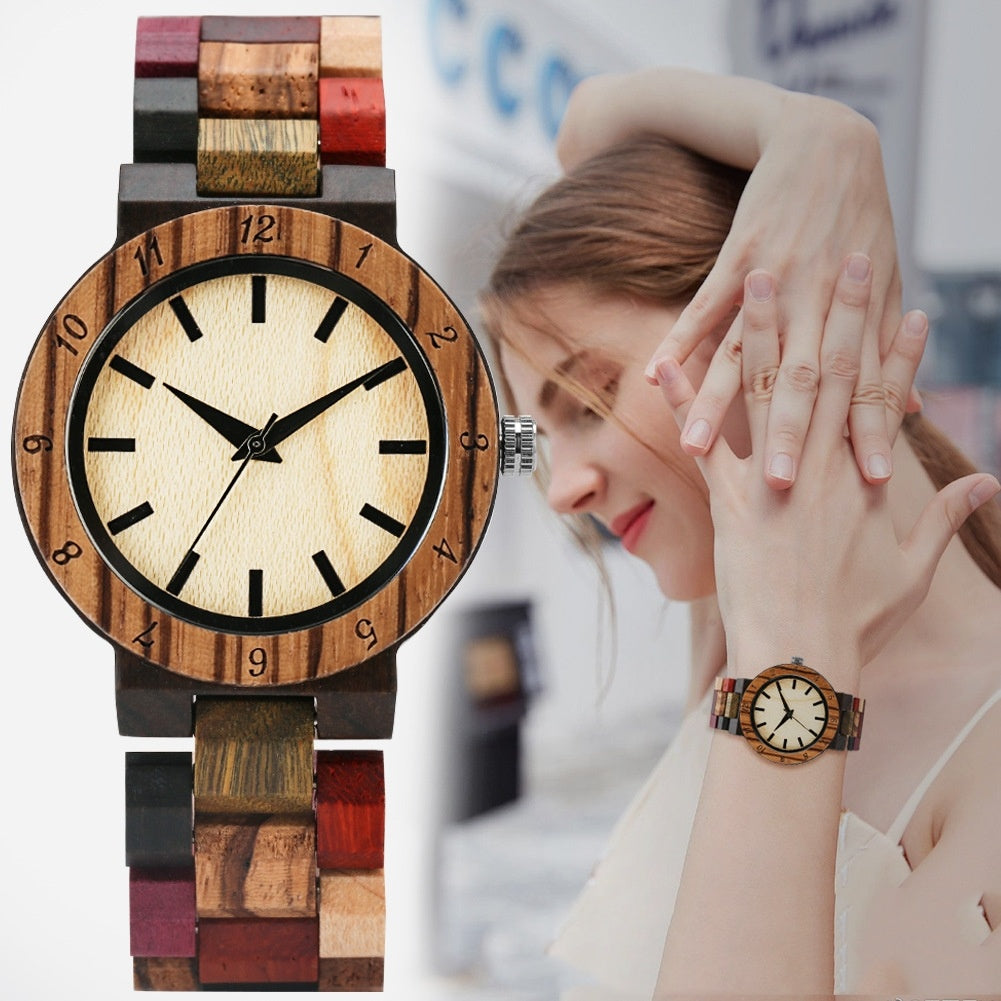 Colored Wood Quartz Casual Watch