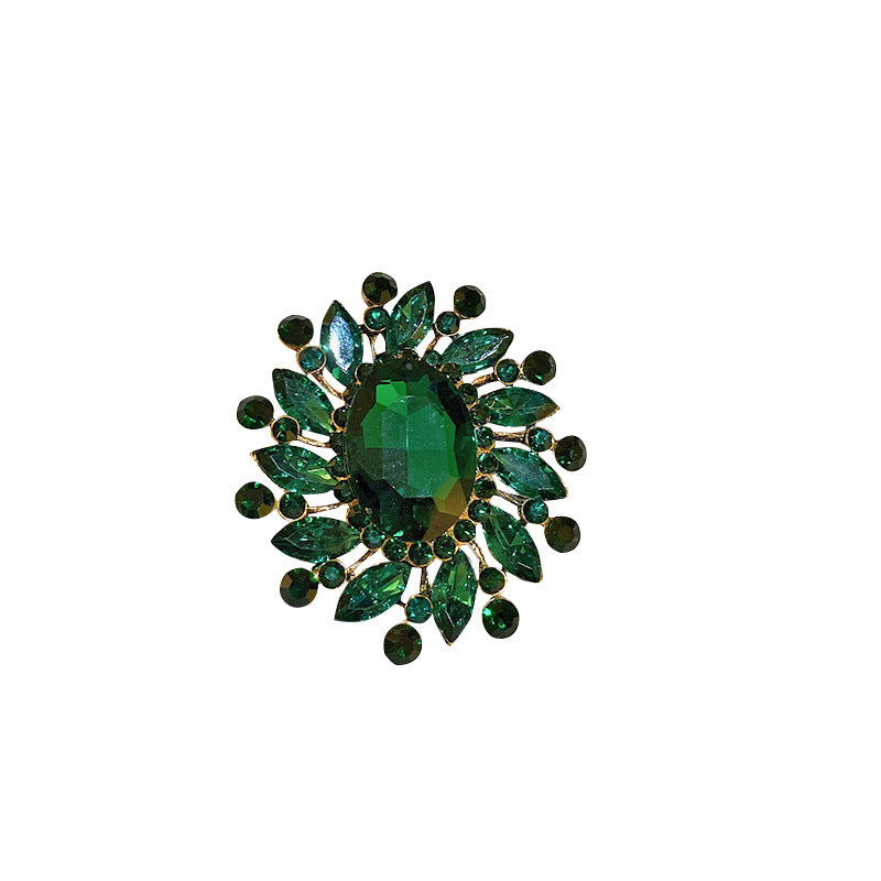 French Emerald And Diamond Delicate Brooch