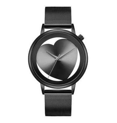 Elegant Heart-Shaped Hollow Out Quartz Watch