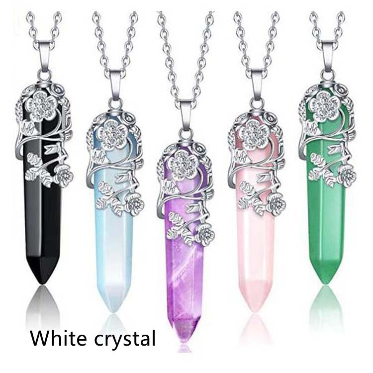 Fashion Natural Stone Crystal Rose Flower Hexagon