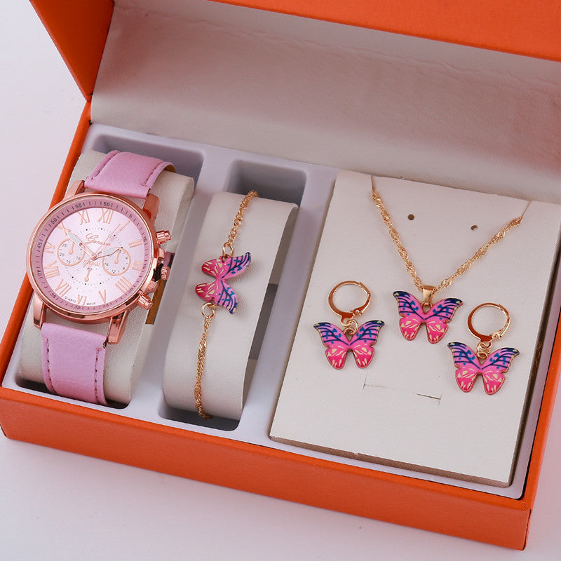 Chic Graduated Belt Watch & Jewelry Set