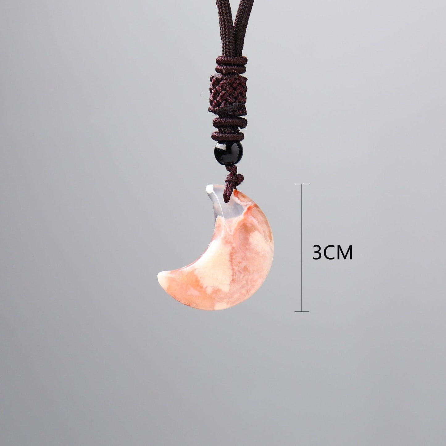 Natural Crystal Original Stone Primary Flower Agate Moon Shaped Pendant