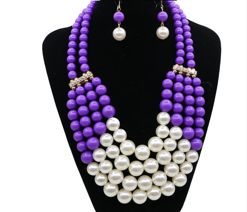 Multi Simulated Pearl Bohemian Jewelry Set