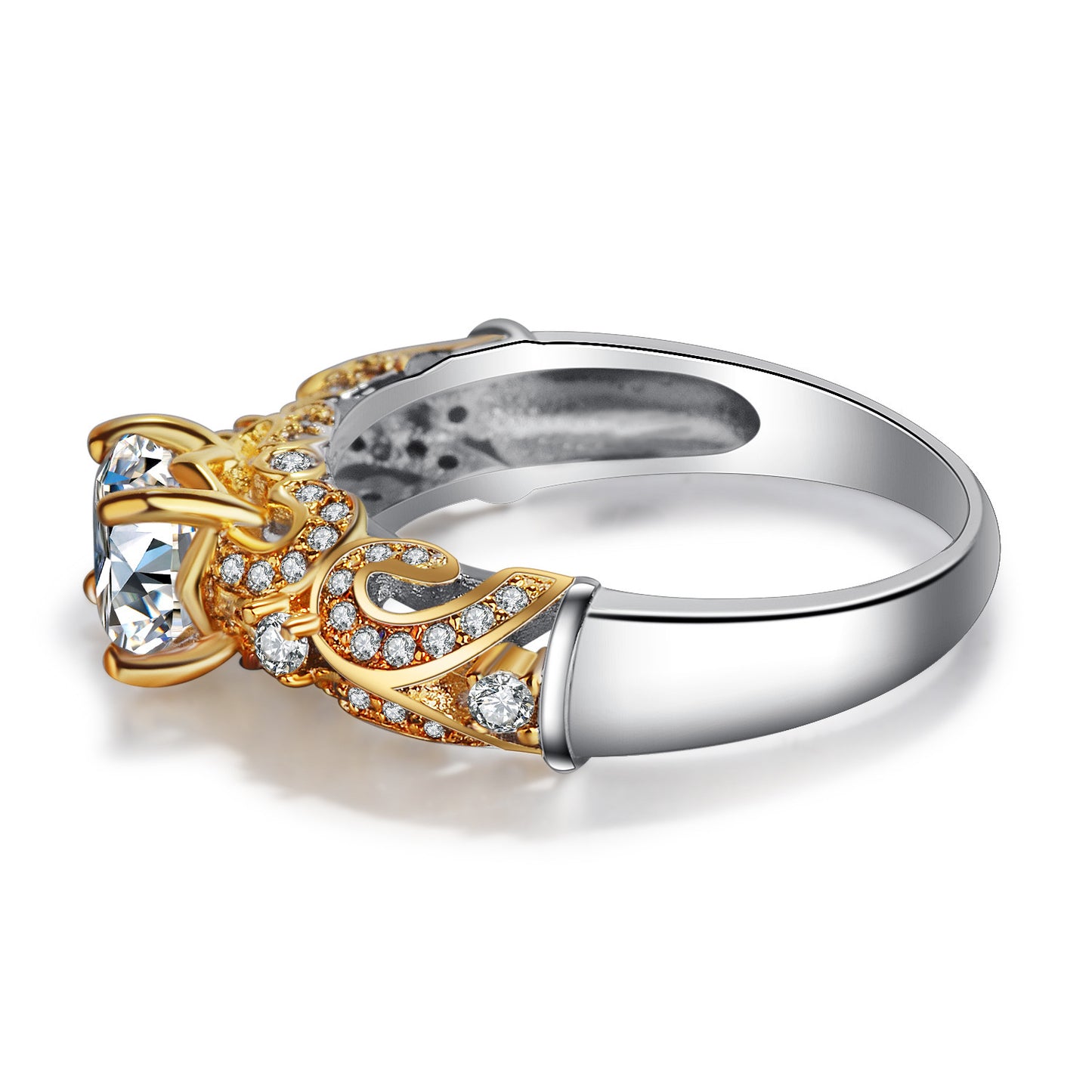 Four-claw inlay simulation diamond ring