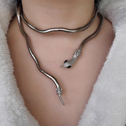 Snake Bone Chain Men And Women Models Dark Opening Europe And The United States Cold Random Shape Winding Snake Design Sense Of Necklace Collar