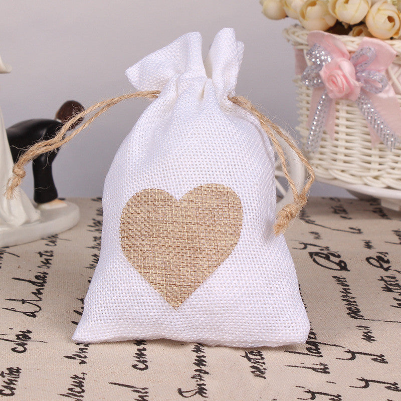 Drawstring linen bag, jewelry packaging gift bag