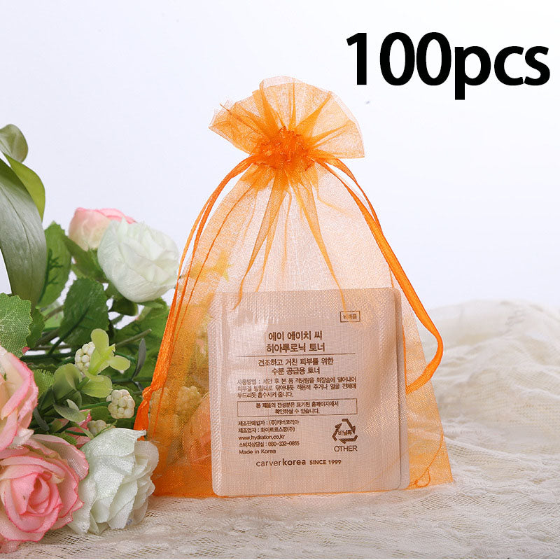 Pure Color Candy Packaging Bag Drawstring Bag Jewelry Camphor Wood Bead Mesh Bag