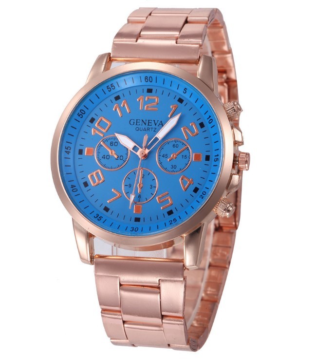 Girl Unisex Rose Gold Stainless Steel Casual Sports Quartz Wristwatch Relojes mujer