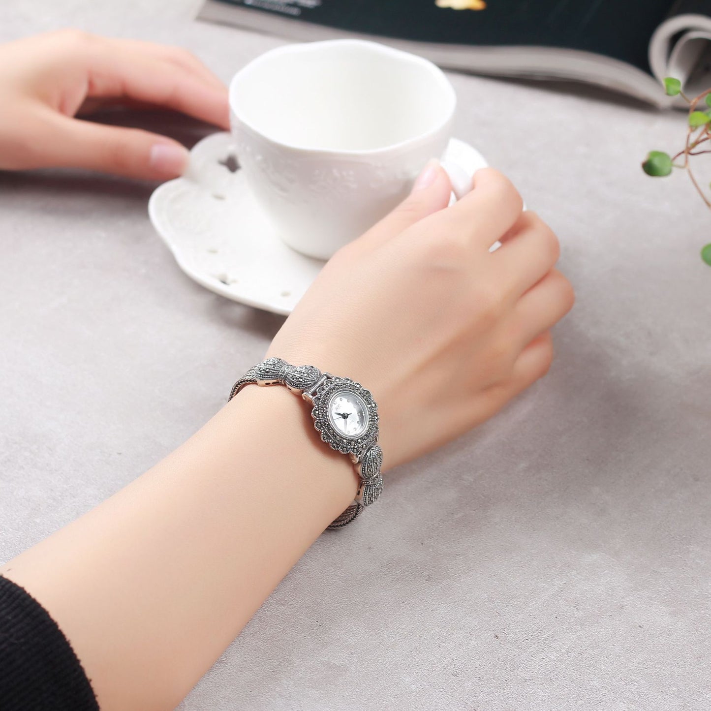 S925 Silver Classic Ladies Bow Thai Silver Watch