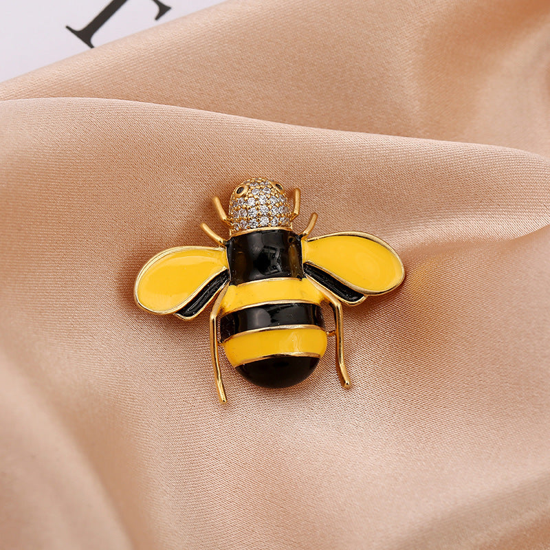 Cartoon Cute Bee Zircon Diamond Pearl Brooch