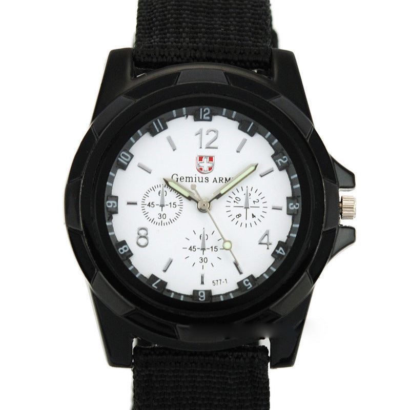 Military Men Gemius Army Sport Round Dial New Quartz Nylon Band Wrist Watch