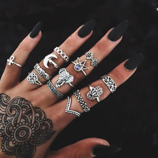 Boho Vintage Rings Set