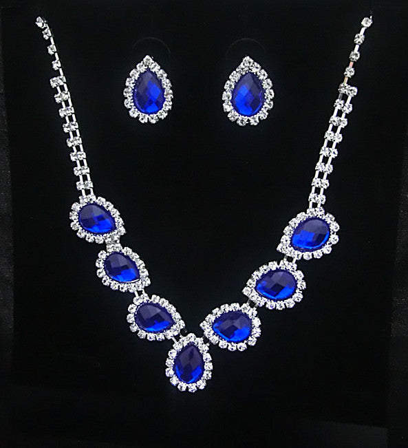 The new bride jewelry color diamond earrings necklace fashion necklace set can be customized