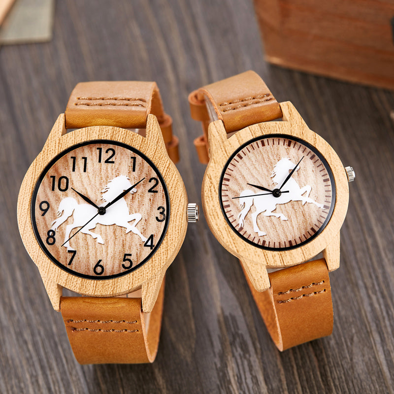 New Imitation Wood Design Couple Watch Man