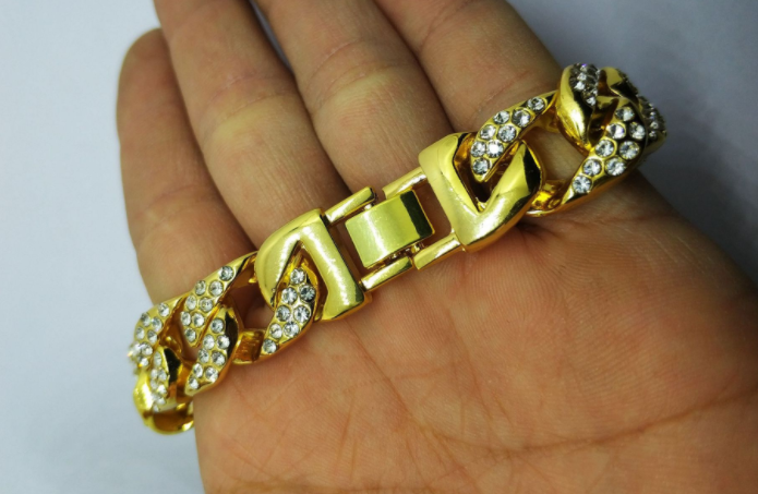 Full Diamond Cuban Chain Men's Bracelet Domineering Cool Trendy Bracelet