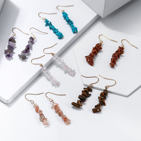 New Natural Crystal Stone Women's Earrings