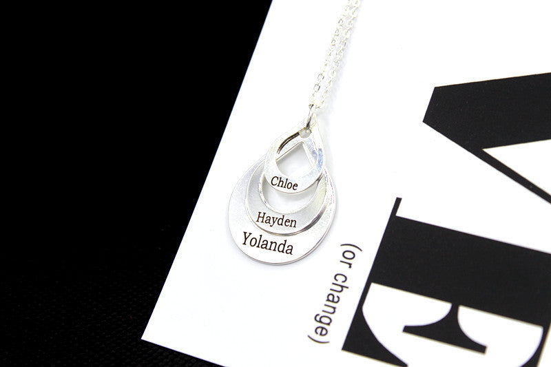 Cross Border Water Drop Combination Pendant Can Be Engraved With Letter Name Creative English Jewelry Mother's Day Gift