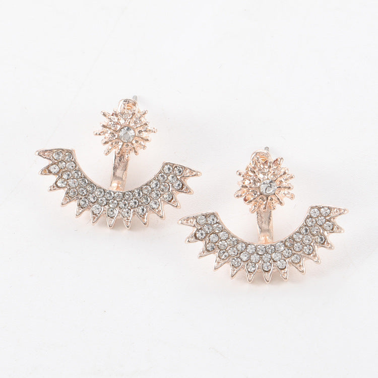 Gypsophila Multi-angle Front And Back Rhinestone Personalized Earrings