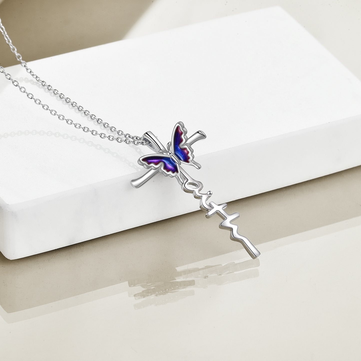 Butterfly Cross Pendant Necklace