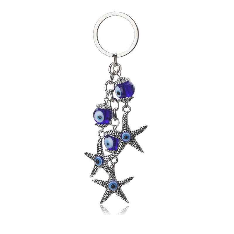 Keychain Starfish Turkey Blue Eye Pendant