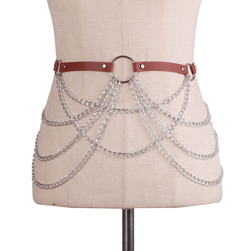 Metal Chain Leather Belt Body Chains