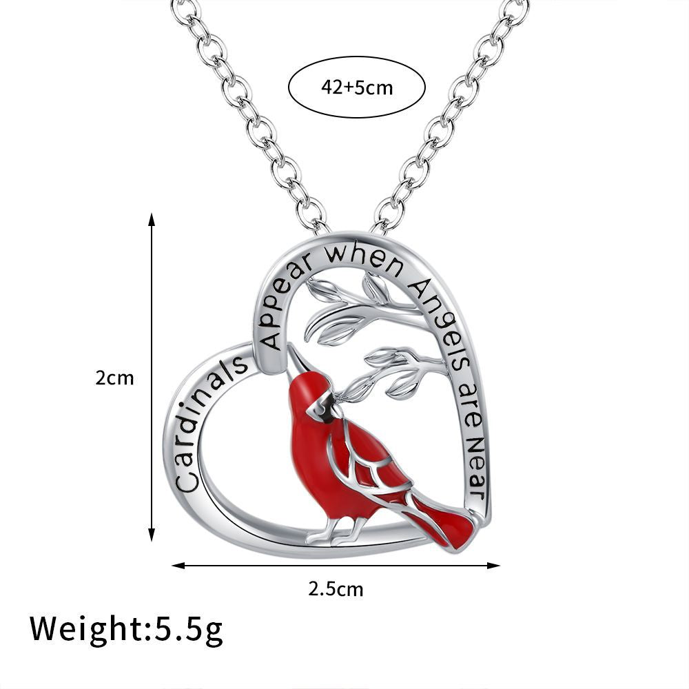 Fashion Creative Cardinal Heart Pendant Necklace