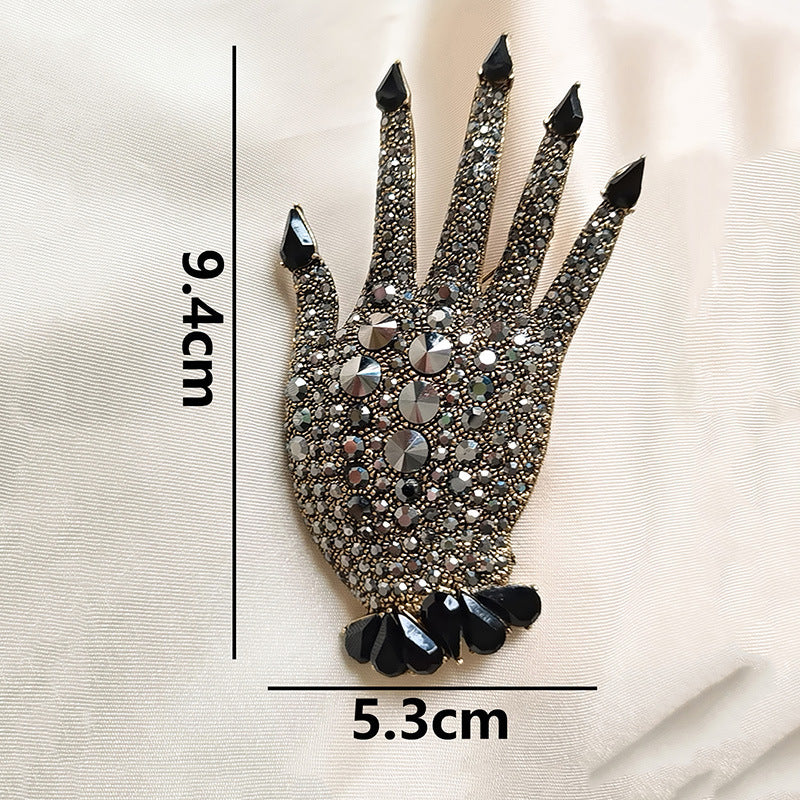 Metal Full Diamond Palm Brooch Creative Rhinestone