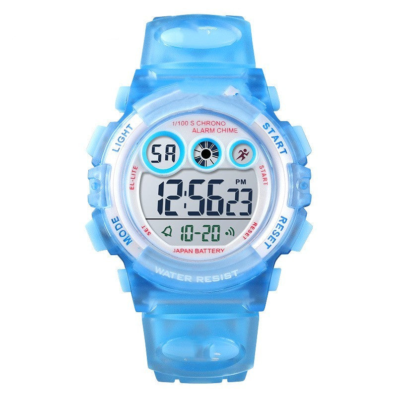 Multifunctional Waterproof Colorful Transparent With Personality Student Electronic Watch