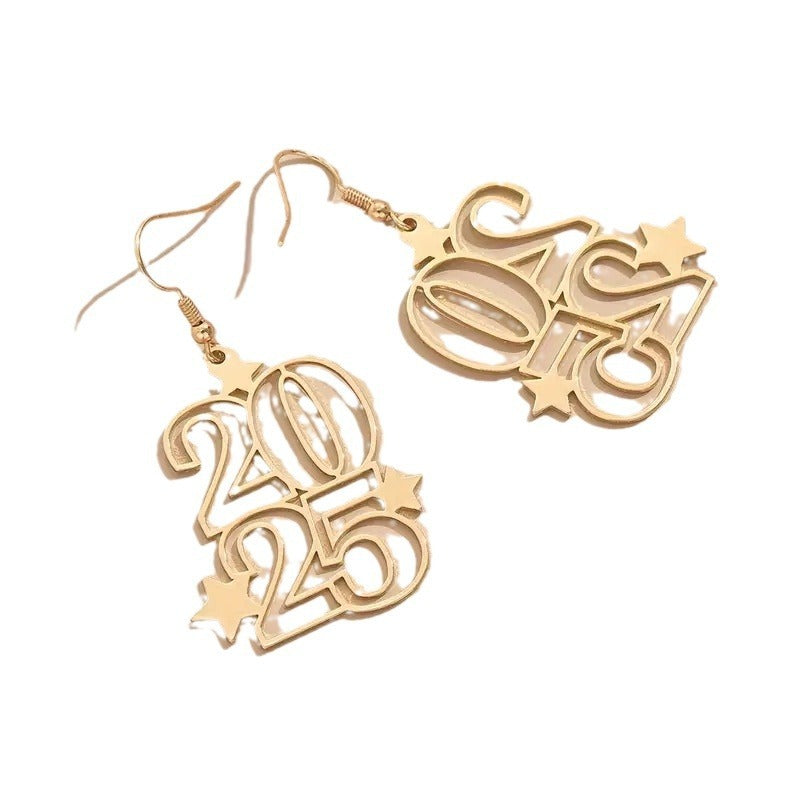 Creative Golden 2025 Dangle Earrings