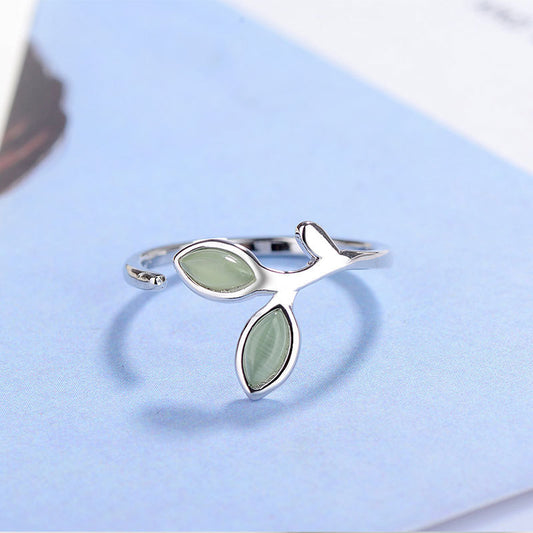925 Sterling Silver Jewelry Set Earrings  Ring  Necklace  Opal Leaf Bracelet, Womens Summer Jewelry