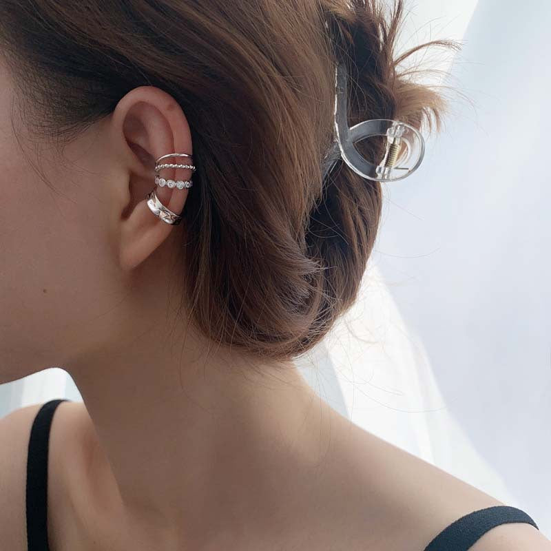 Explosion Style Tassel C-shaped Copper Zircon Ear Bone Clip 4 Pcs Butterfly