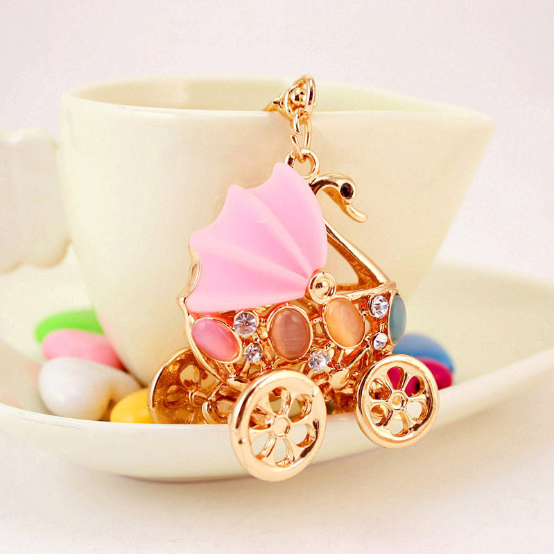 Creative Cute Baby Carriage Shape Keychain