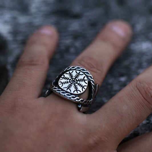 Men's Viking Compass Stainless Steel Ring