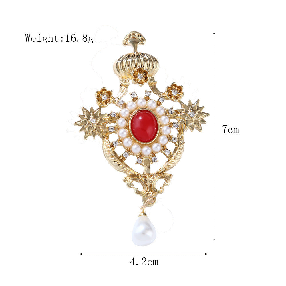 Baroque Retro Fashion All-match Crown Brooch