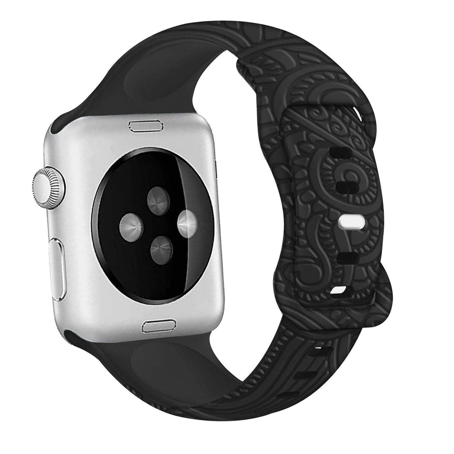 Laser Carved Embossed Cashew Printed Silicone Strap