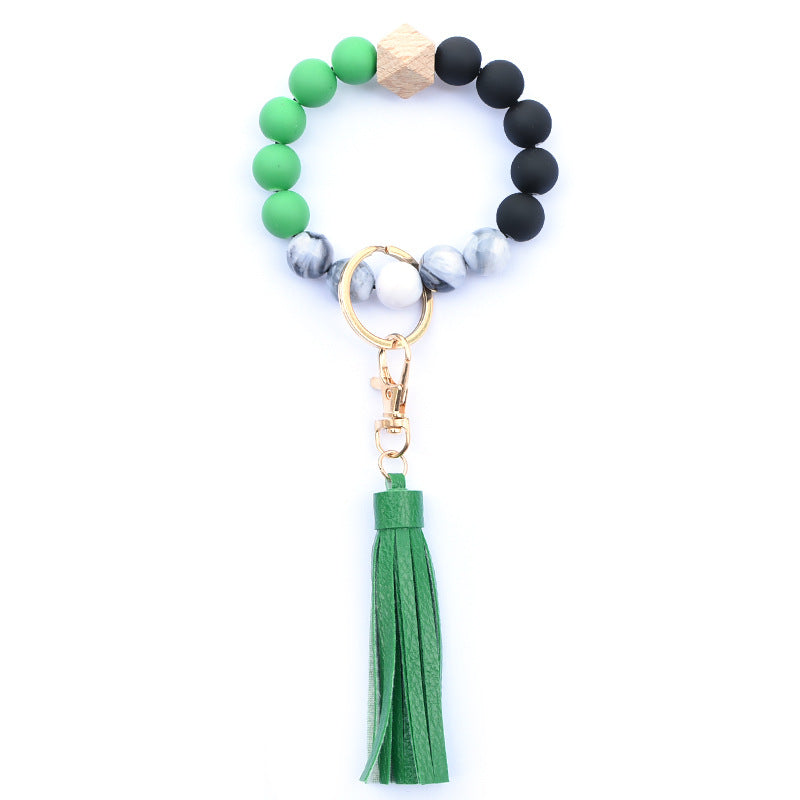 Creative Wooden Bead Bracelet Keychain