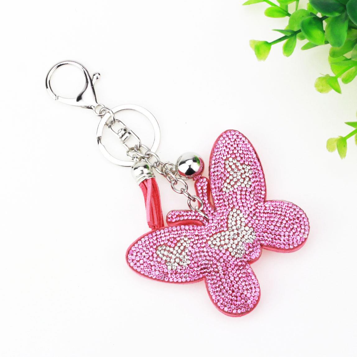 Home Fashion Simple Two-color Butterfly Shape Flannel Hot Drilling Handbag Pendant