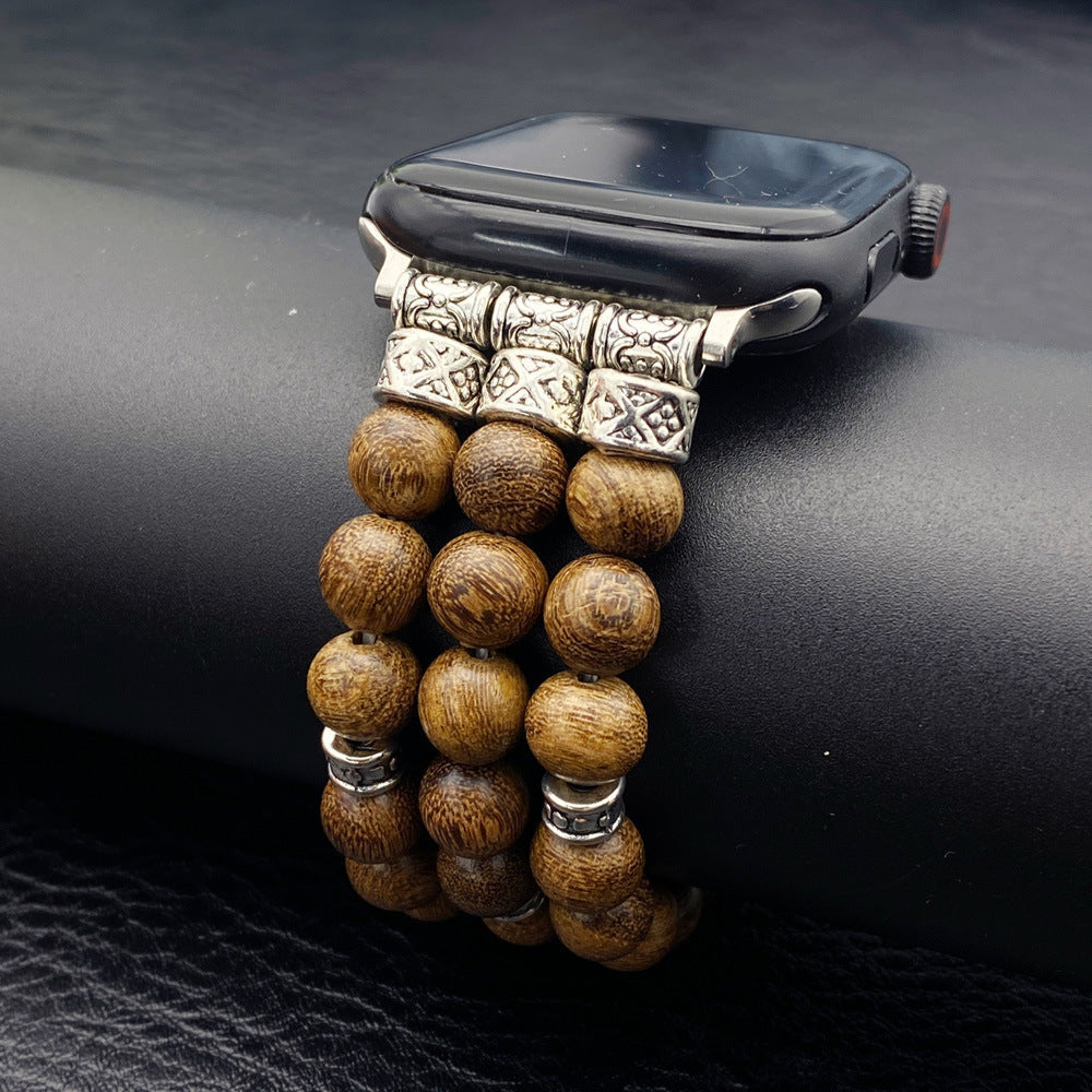 Solid Wood Bead Bracelet With Strap