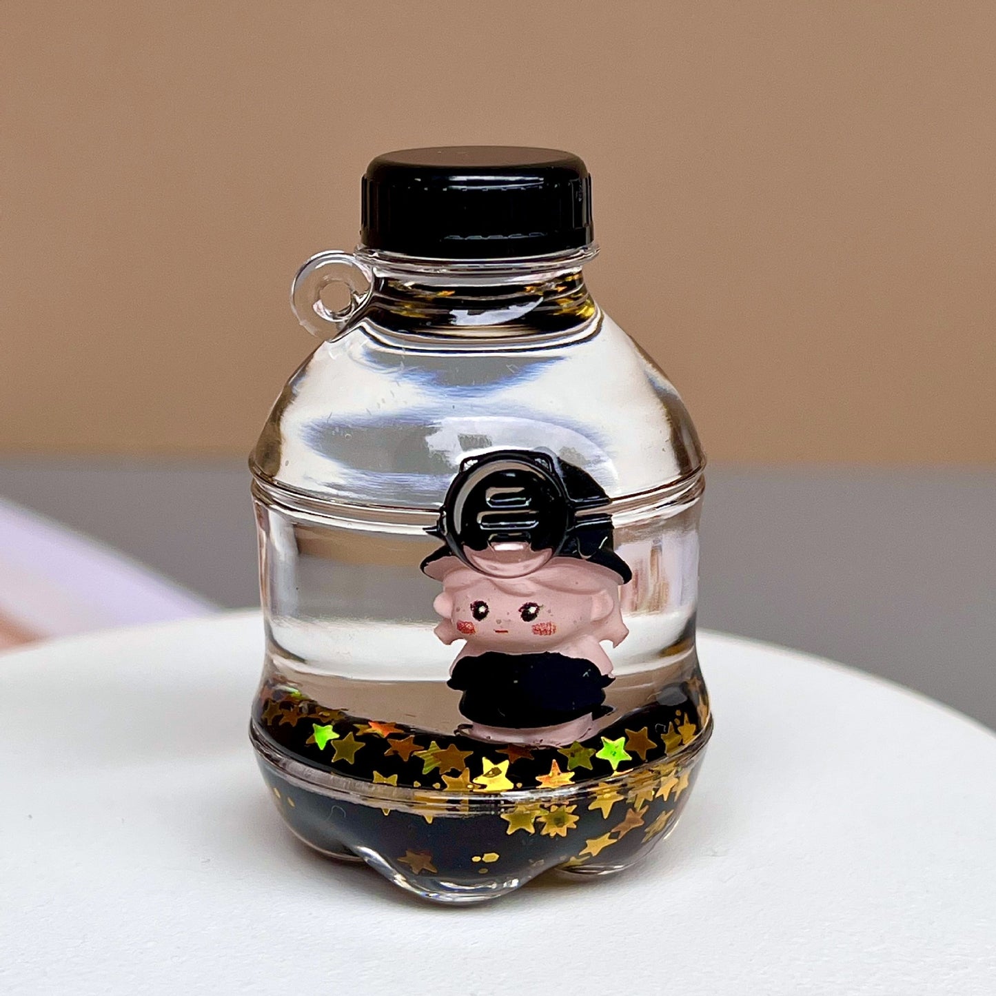 Black Gold Quicksand Bottle Drift Bottle Cartoon Lovely Key Buckle