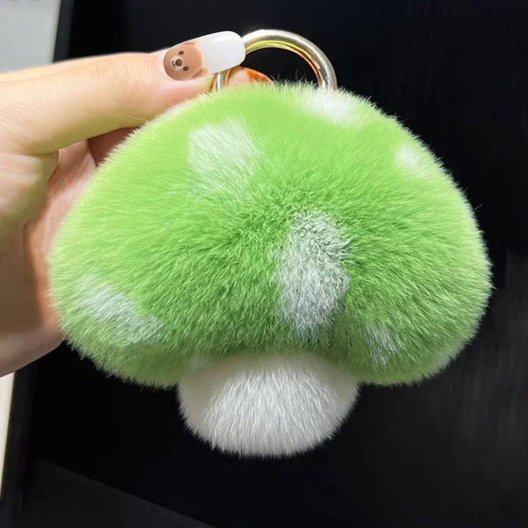 Rabbit Fur Small Mushroom Car Key Ring Pendant