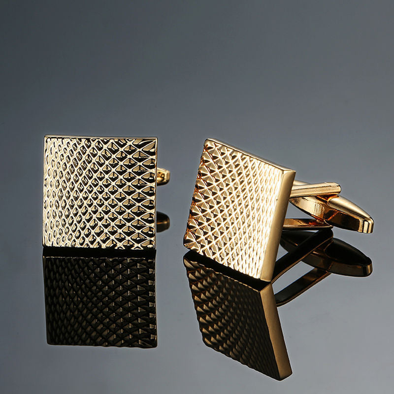 Copper Black And Golden Silver Laser Metal Cufflinks