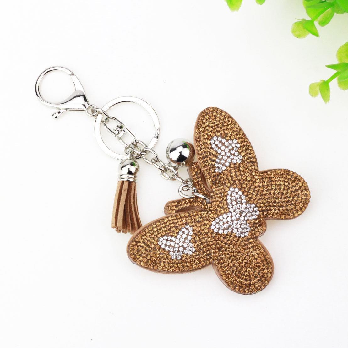 Home Fashion Simple Two-color Butterfly Shape Flannel Hot Drilling Handbag Pendant