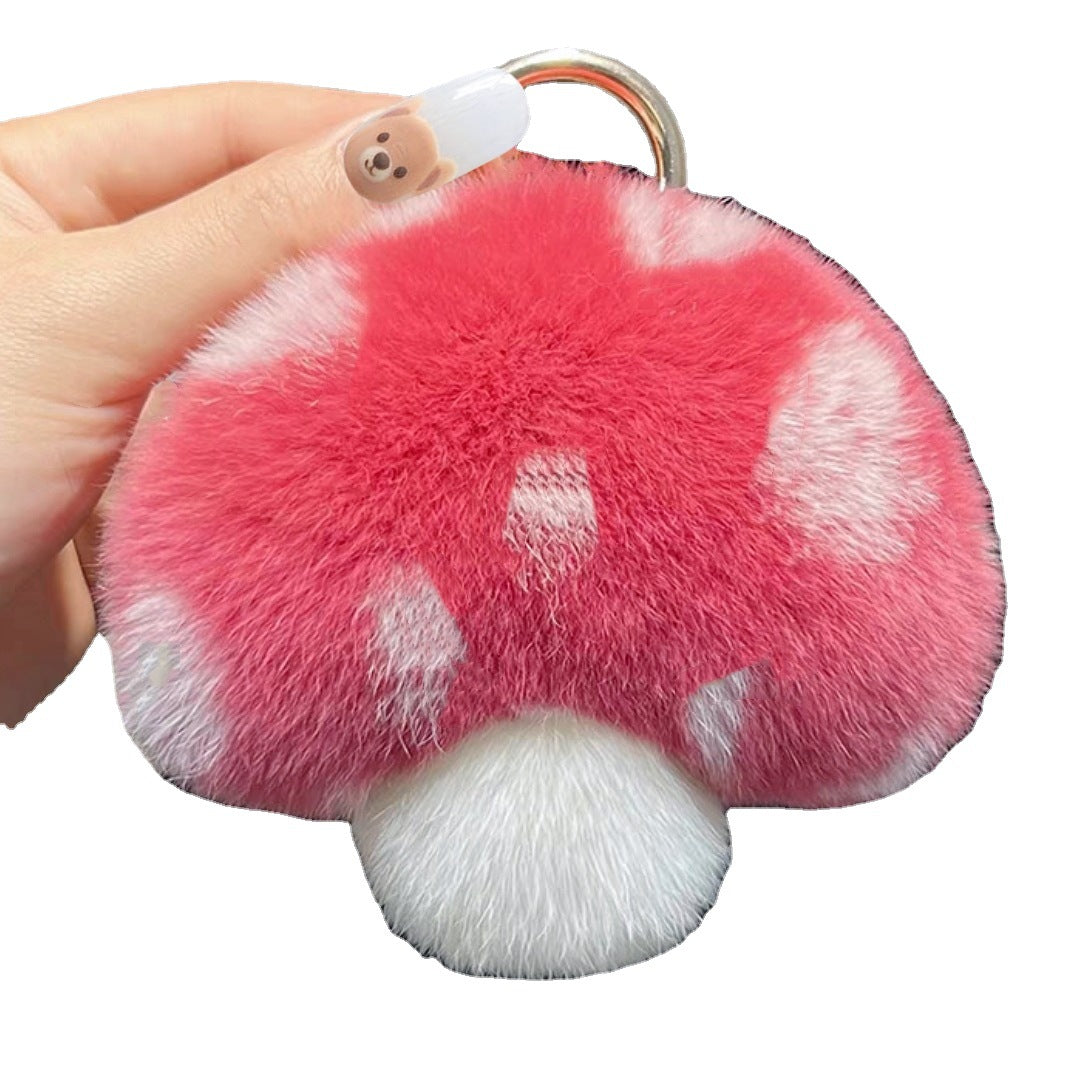 Rabbit Fur Small Mushroom Car Key Ring Pendant