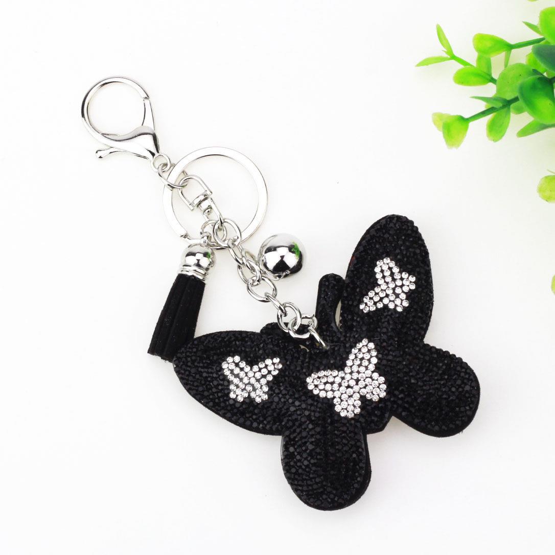 Home Fashion Simple Two-color Butterfly Shape Flannel Hot Drilling Handbag Pendant