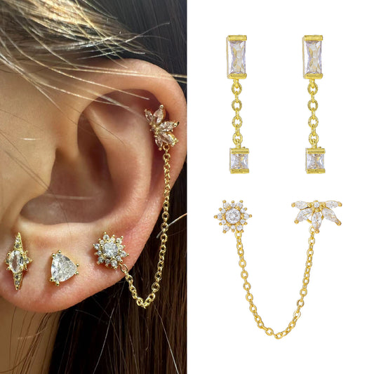 Fashion Jewelry Creative Chain Tassel Geometric Ear Bone Stud
