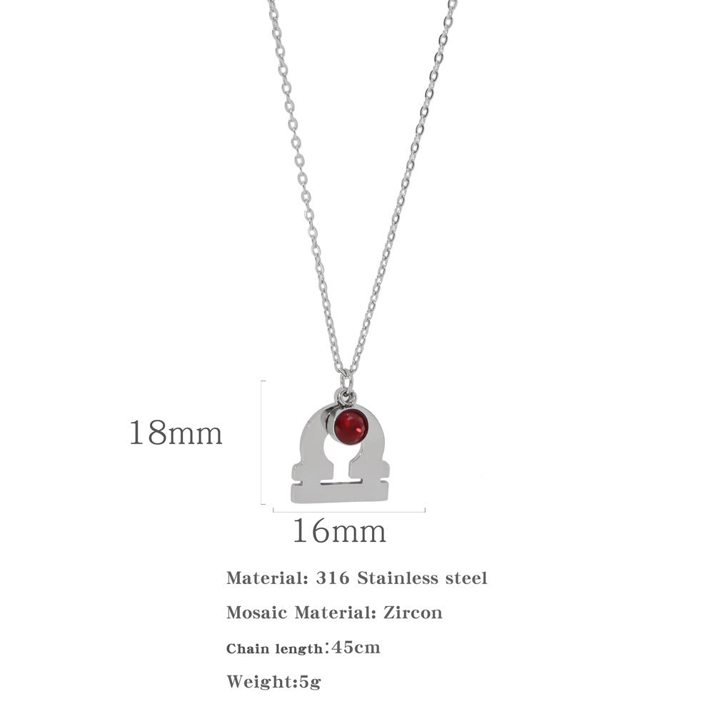 Necklace Stainless Steel Zircon Ornament