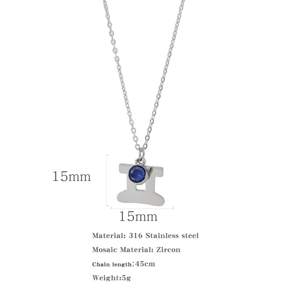 Necklace Stainless Steel Zircon Ornament