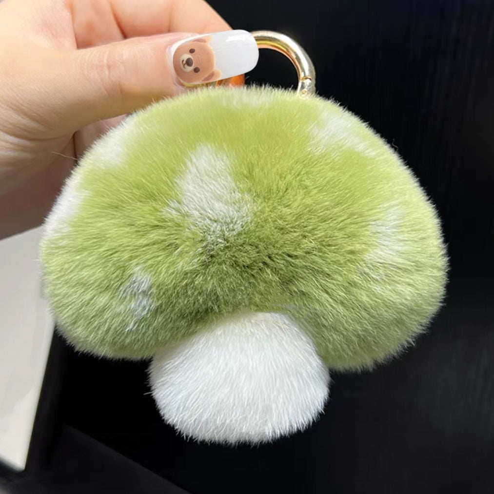 Rabbit Fur Small Mushroom Car Key Ring Pendant