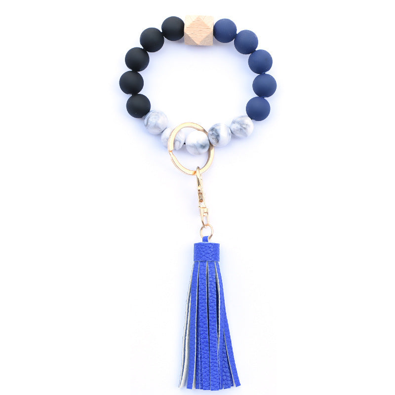 Creative Wooden Bead Bracelet Keychain