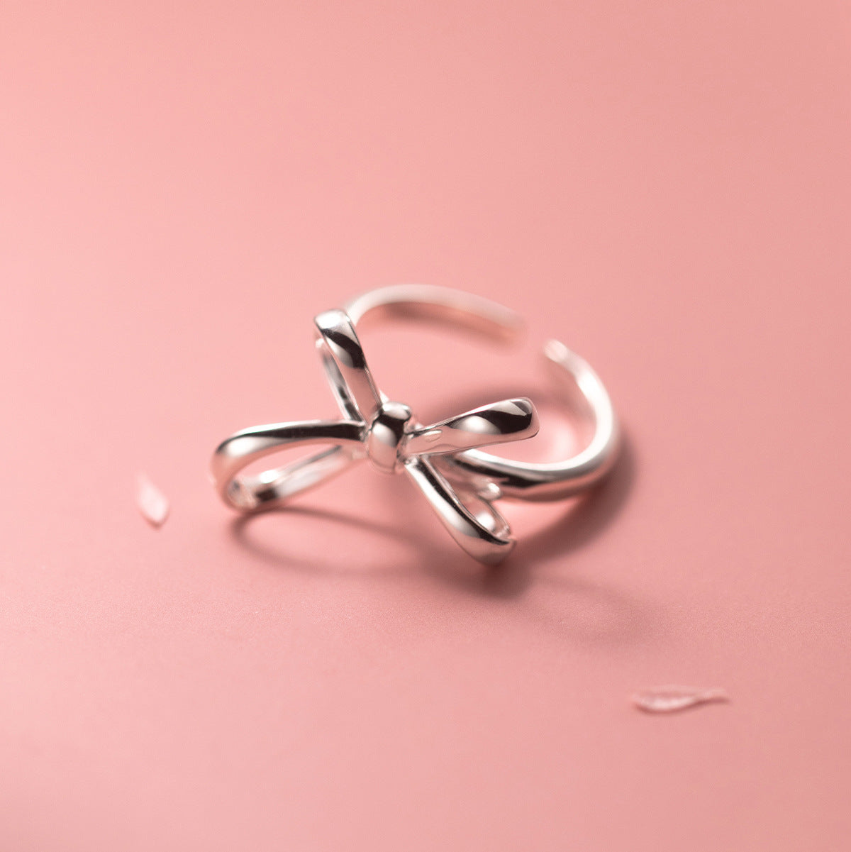 S925 Silver Bow Ring Fashionable Simple Line Women's Jewelry